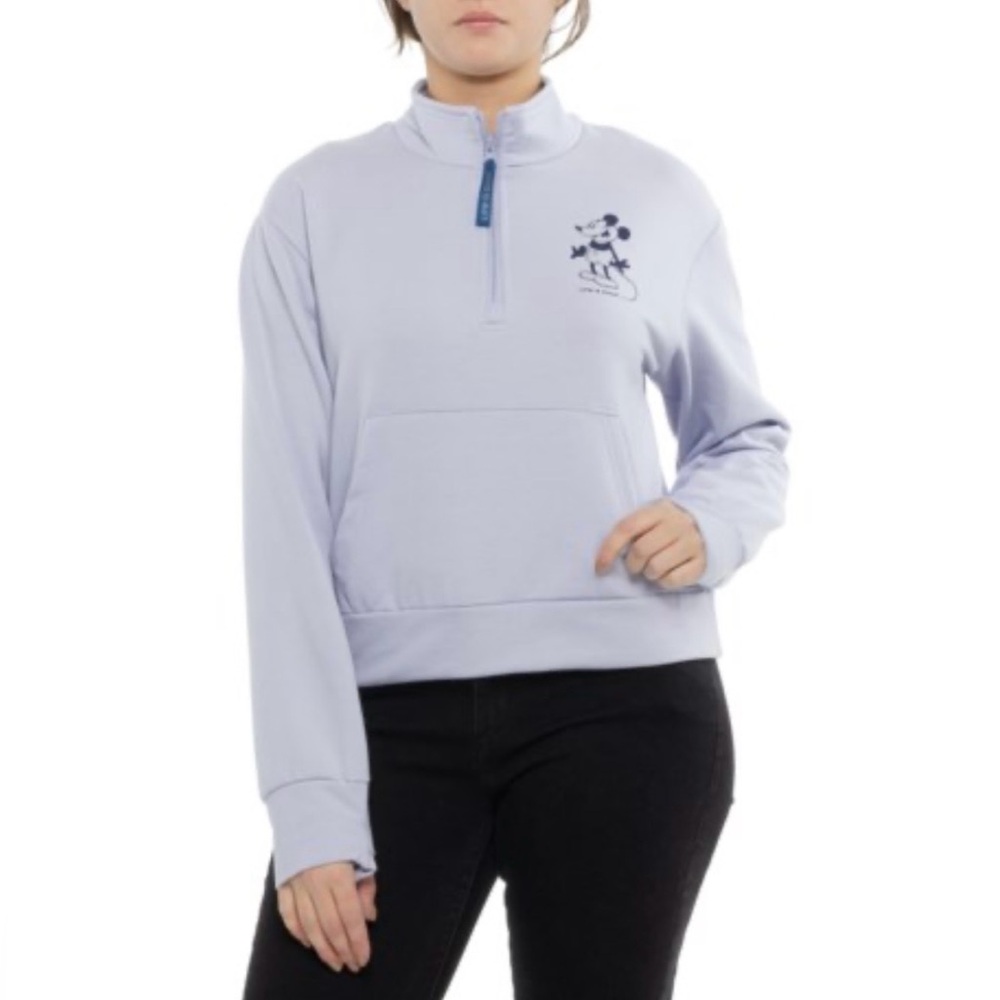 NWT Life is Good Disney Mickey Women’s Quarter Zip Sz M